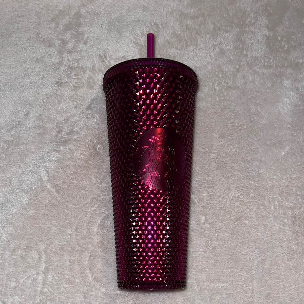 NWT Starbucks 2022 Winter Bling Berry Iridescent Shiny Studded Tumbler 24 OZ